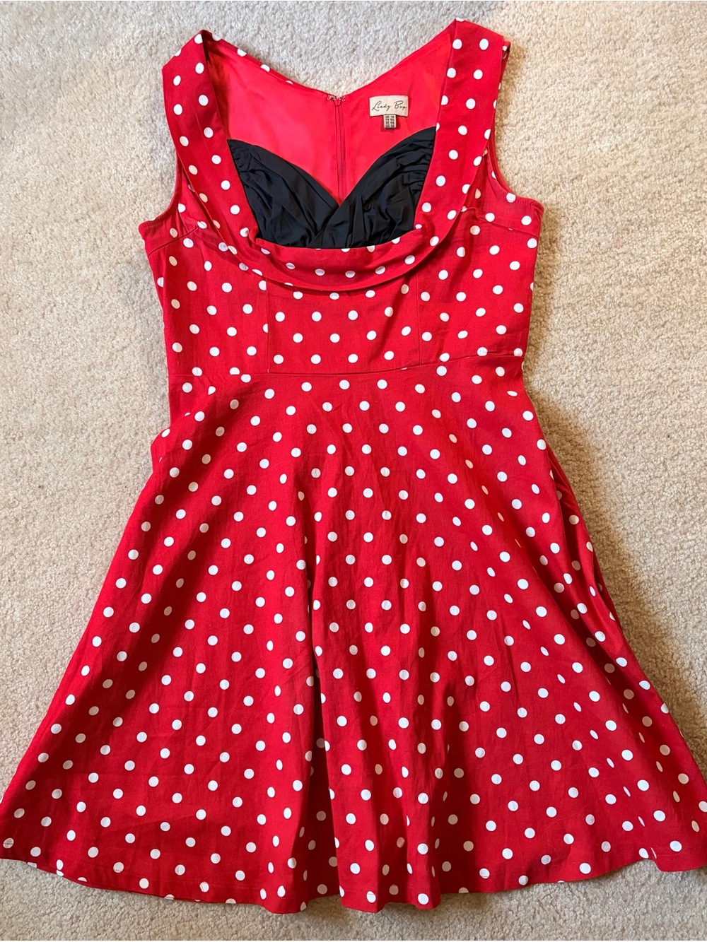 Lindy Bop Red Polka Dot Fit & Flare Dress | Woman | Size 14